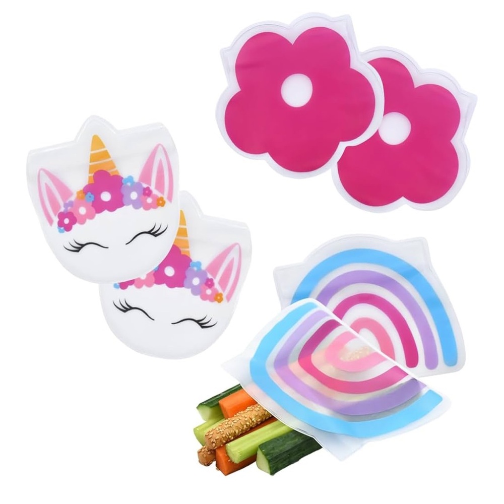 melii Unicorn, Rainbow & Flower shaped reusable snack bags, pack of 6 bags